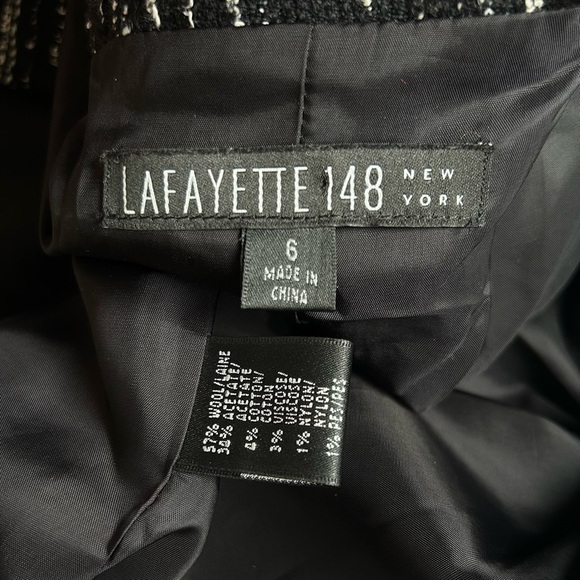 Lafayette 148 New York Black and White Textured Wool Blazer Jacket Split Cuff 6 - Picture 9 of 9